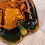 Murano green and yellow blown glass ashtray, 1970