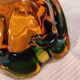 Murano green and yellow blown glass ashtray, 1970