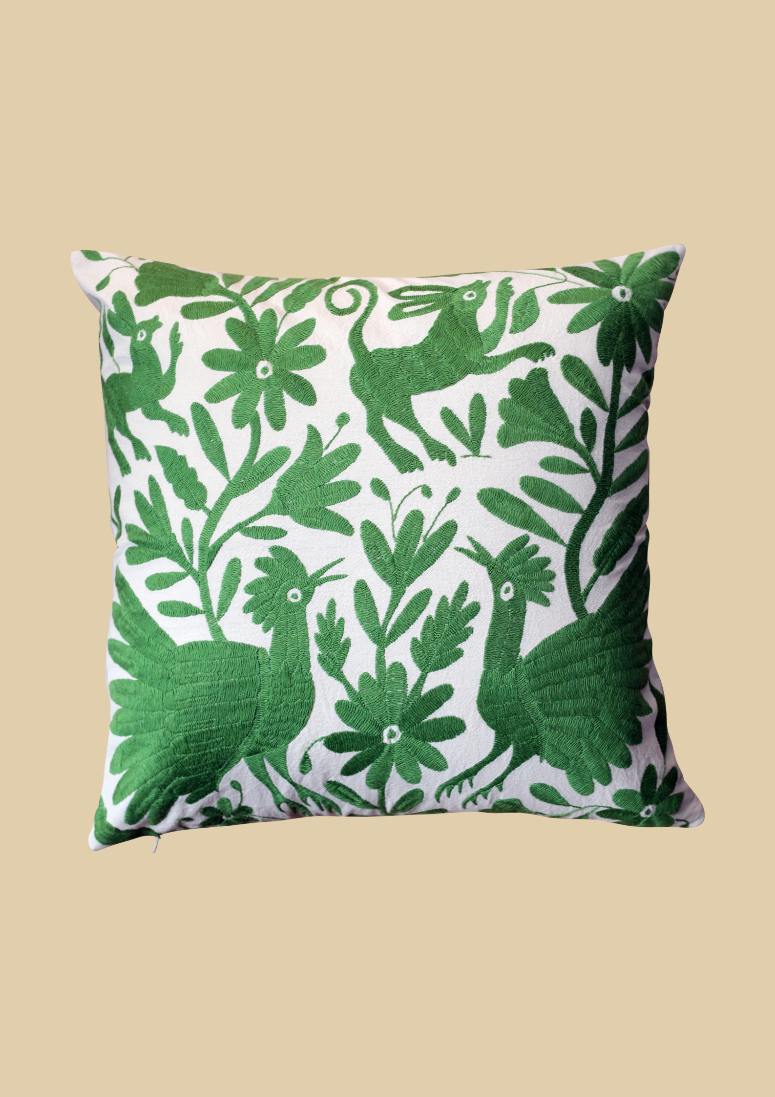 Hand-embroidered cushion