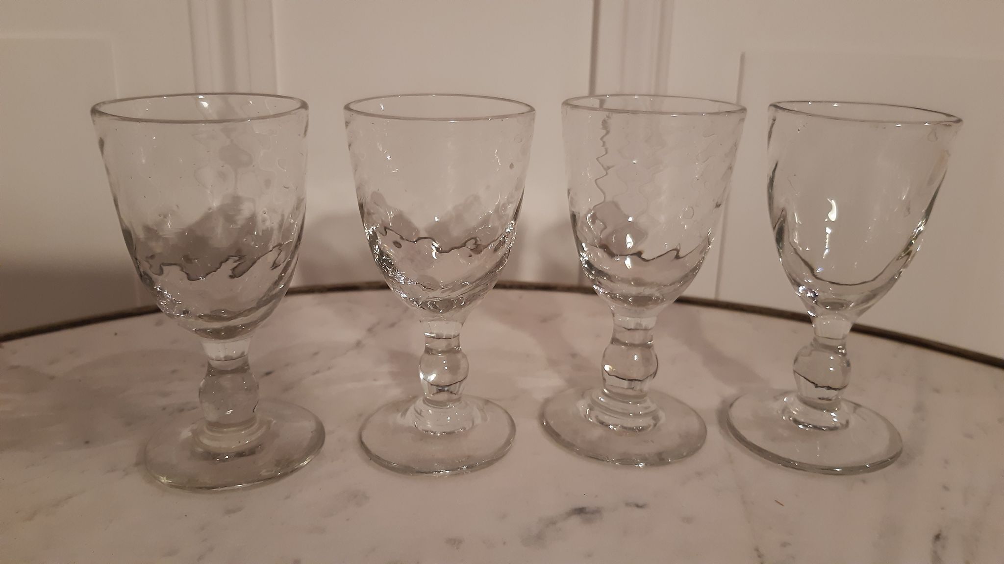 Pop-up Christmas 2022 Set of 4 molded glass wine glasses early twentieth