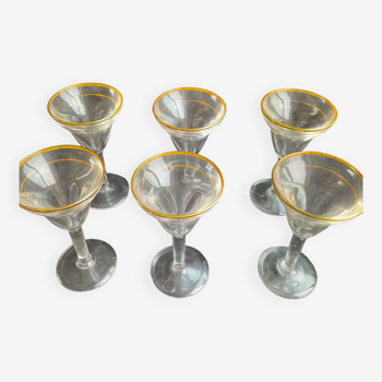 6 old bistro glasses, 1950