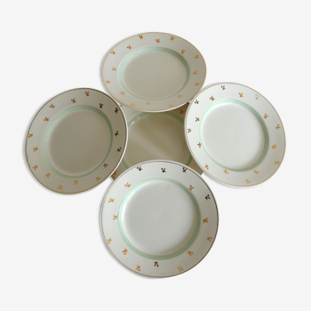 5 dessert plates Gien fleurettes or