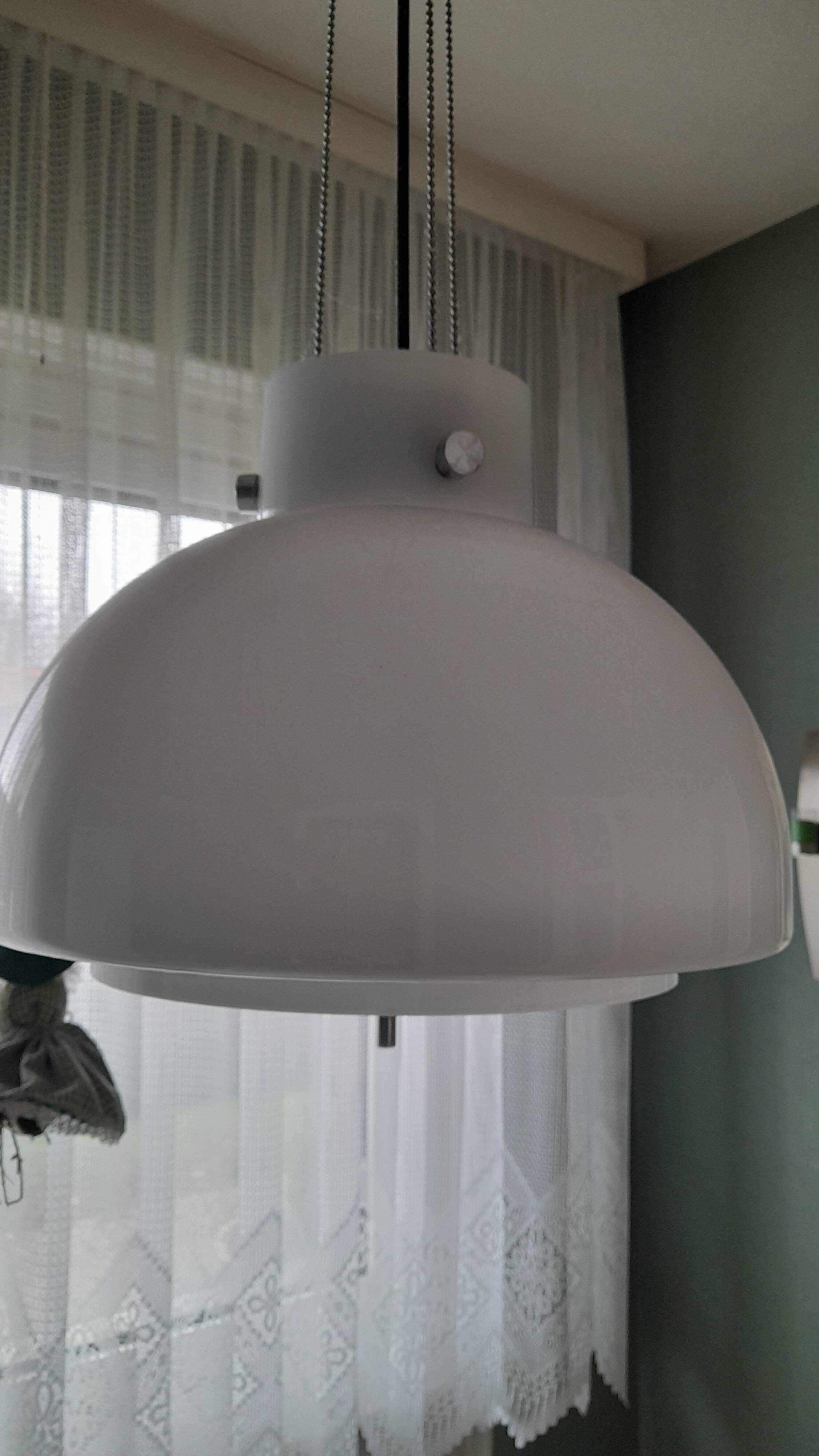Mouth-blown 70's opaline pendant light from Limburg (Germany)