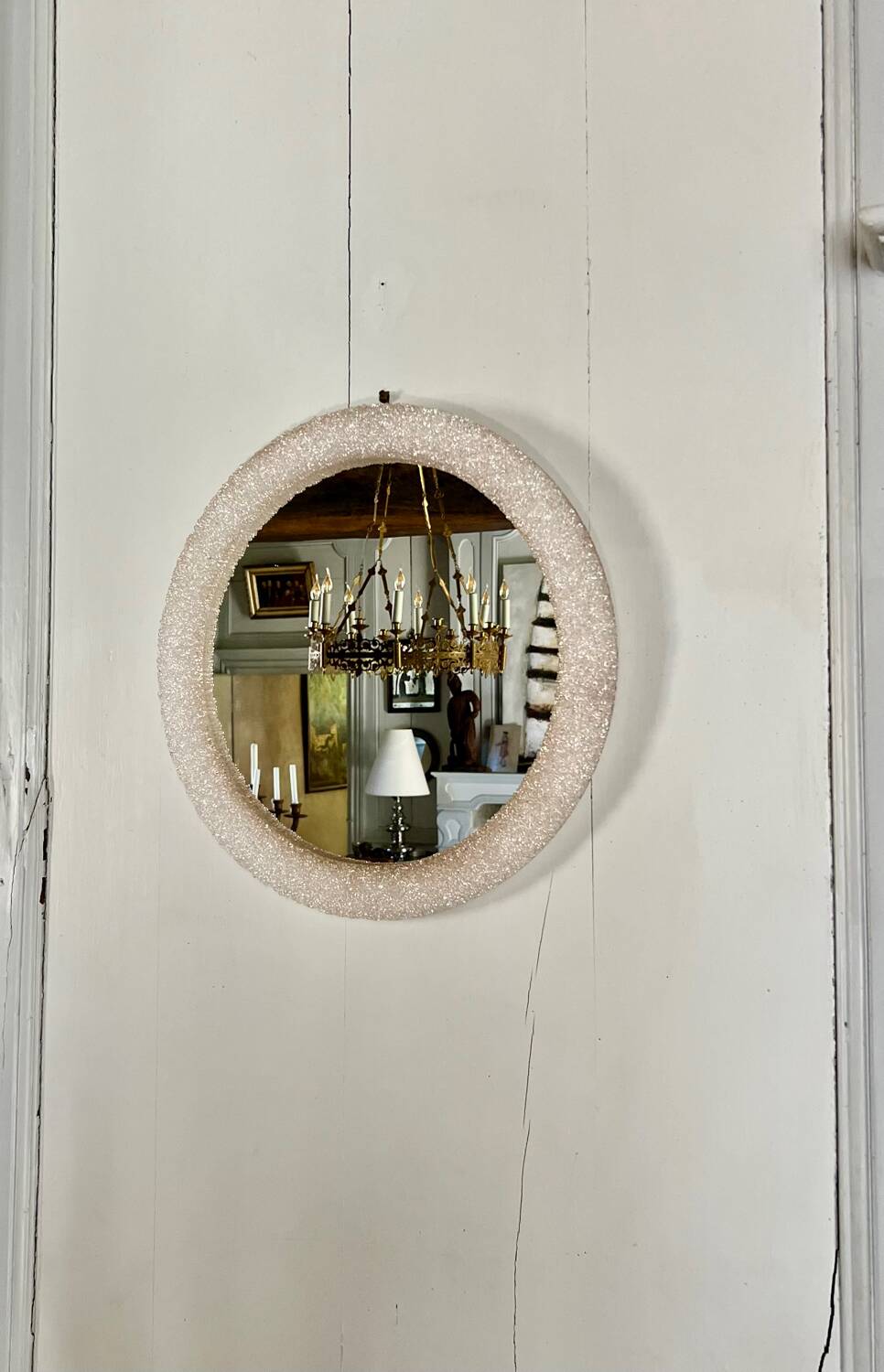 Round mirror in granite perspex, 1970s