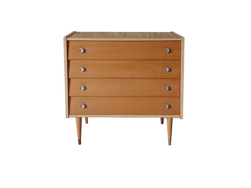 Commode vintage en bois clair des années 1970