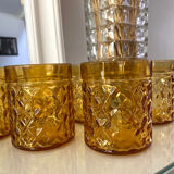 6 amber Pernod glasses