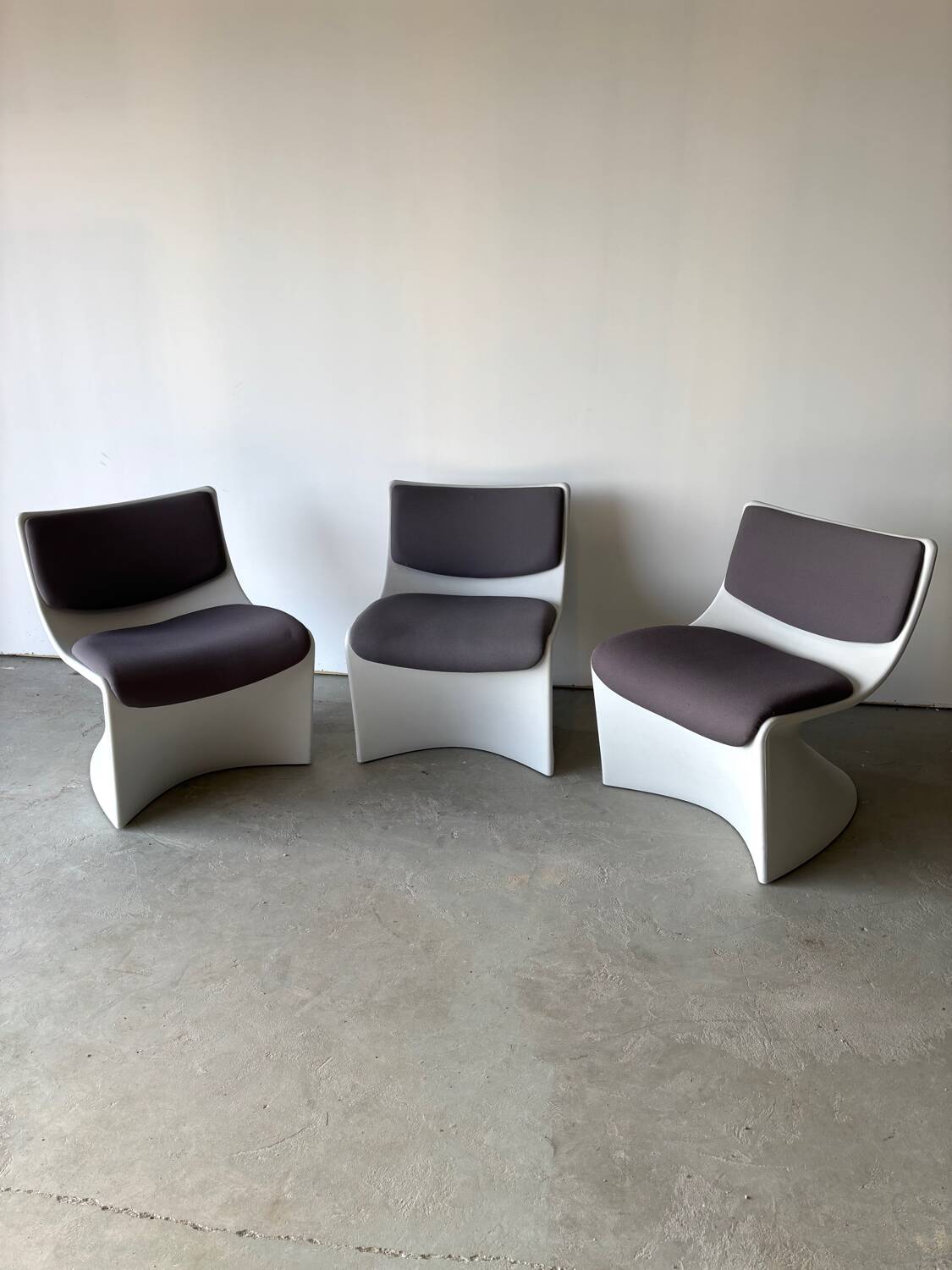 Series of 3 designer armchairs Space by A. Pinaffo and P. Scagnellato