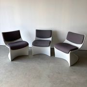 Series of 3 designer armchairs Space by A. Pinaffo and P. Scagnellato