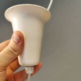 Old hanging lamp in milky white opal glass and brass top/suspension. Danish design 1930s