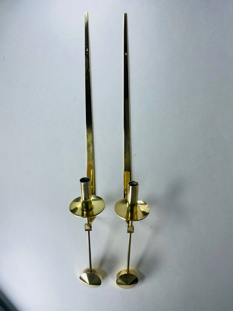 Pair of Wall Candle holder Skultuna Sweden 1970 Pierre Forsell 1607 vintage