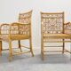 Set of 4 vintage oriental rattan chairs