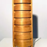 Cylindrical Pinewood Table Lamp In The Manner Of Hans-Agne Jakobsson, Sweden, Circa 1960S