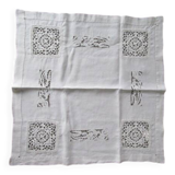Antique embroidered tea tablecloth 78x78cm