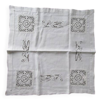 Antique embroidered tea tablecloth 78x78cm