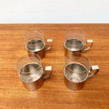 Vintage tea glasses RDA from East Germany by MUQ, Metallwarenfabrik Union Quedlinburg, set of 4.