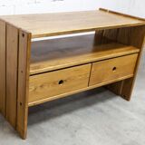 Low cabinet from Maison Regain, solid elm, circa 1960, with drawer