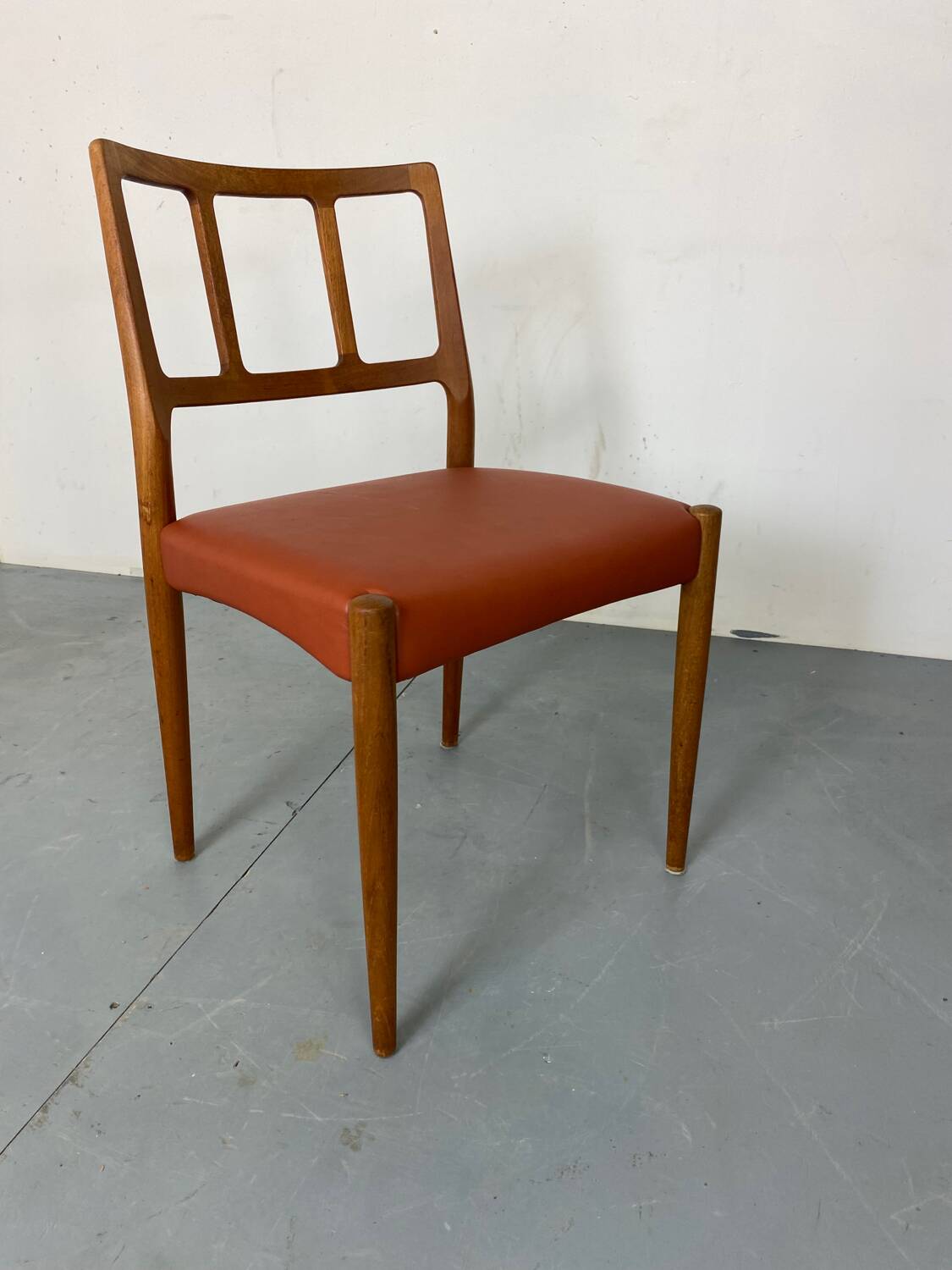 Mid-Century Danish Teak and Leather Dining Chairs by Johannes Andersen for Uldum Møbelfabrik, 1950s, Set of 4