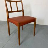 Mid-Century Danish Teak and Leather Dining Chairs by Johannes Andersen for Uldum Møbelfabrik, 1950s, Set of 4