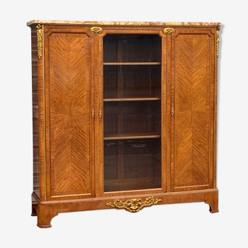 Glass bookcase in marquetry Maison Haentges Frères XIXth century