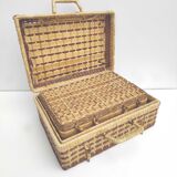 Vintage wicker nesting suitcases