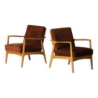 Pair of Scandinavian-style armchairs by Sedláček & Vyčítal for Dřevotvar Jablonné nad Orlicí, 1960s