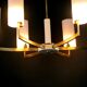 Brass and white chandelier, six opalines, Italy