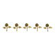 Set of five beautiful, solid mid-century brass rose wall coat hooks