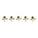 Set of five beautiful, solid mid-century brass rose wall coat hooks