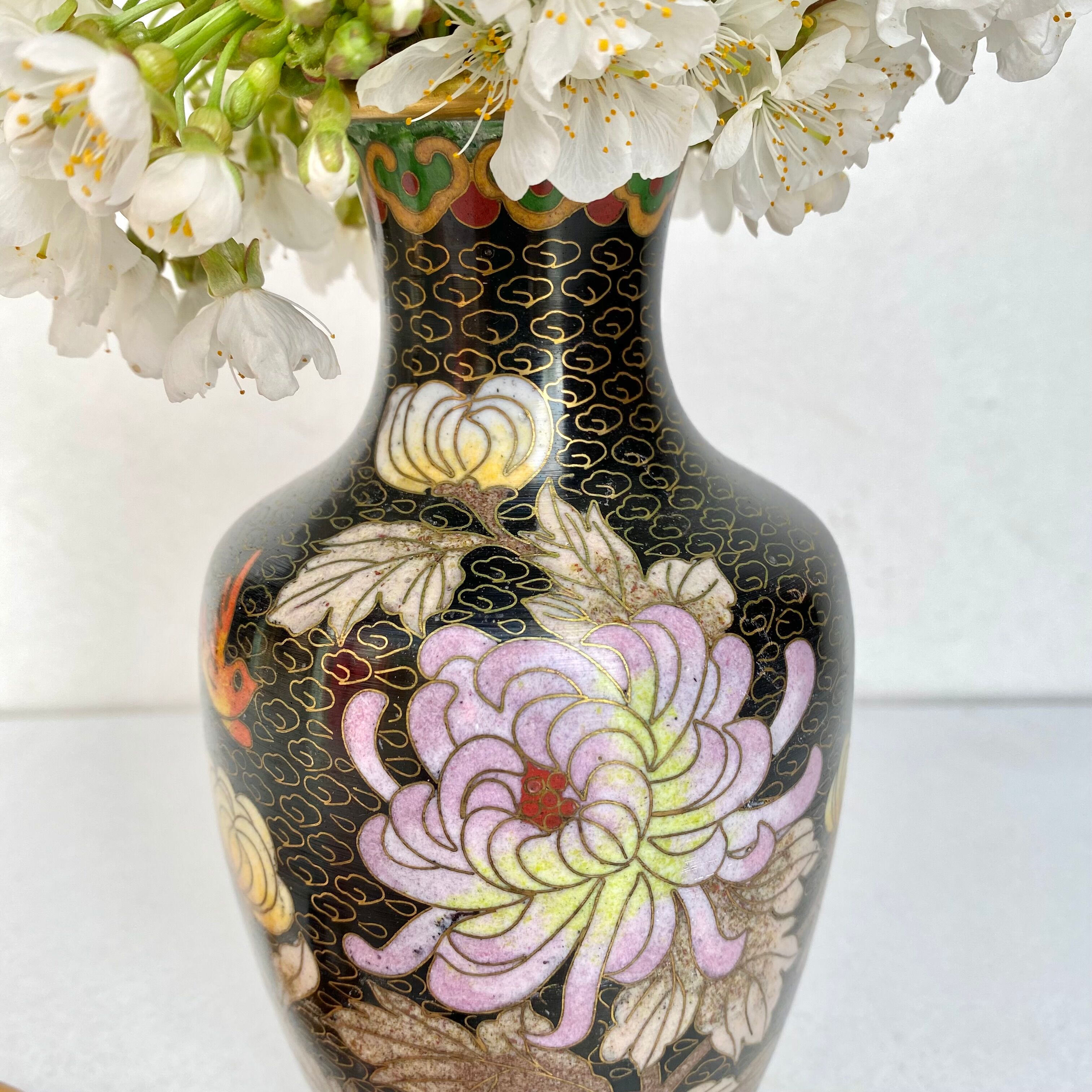 Asian cloisonné vase