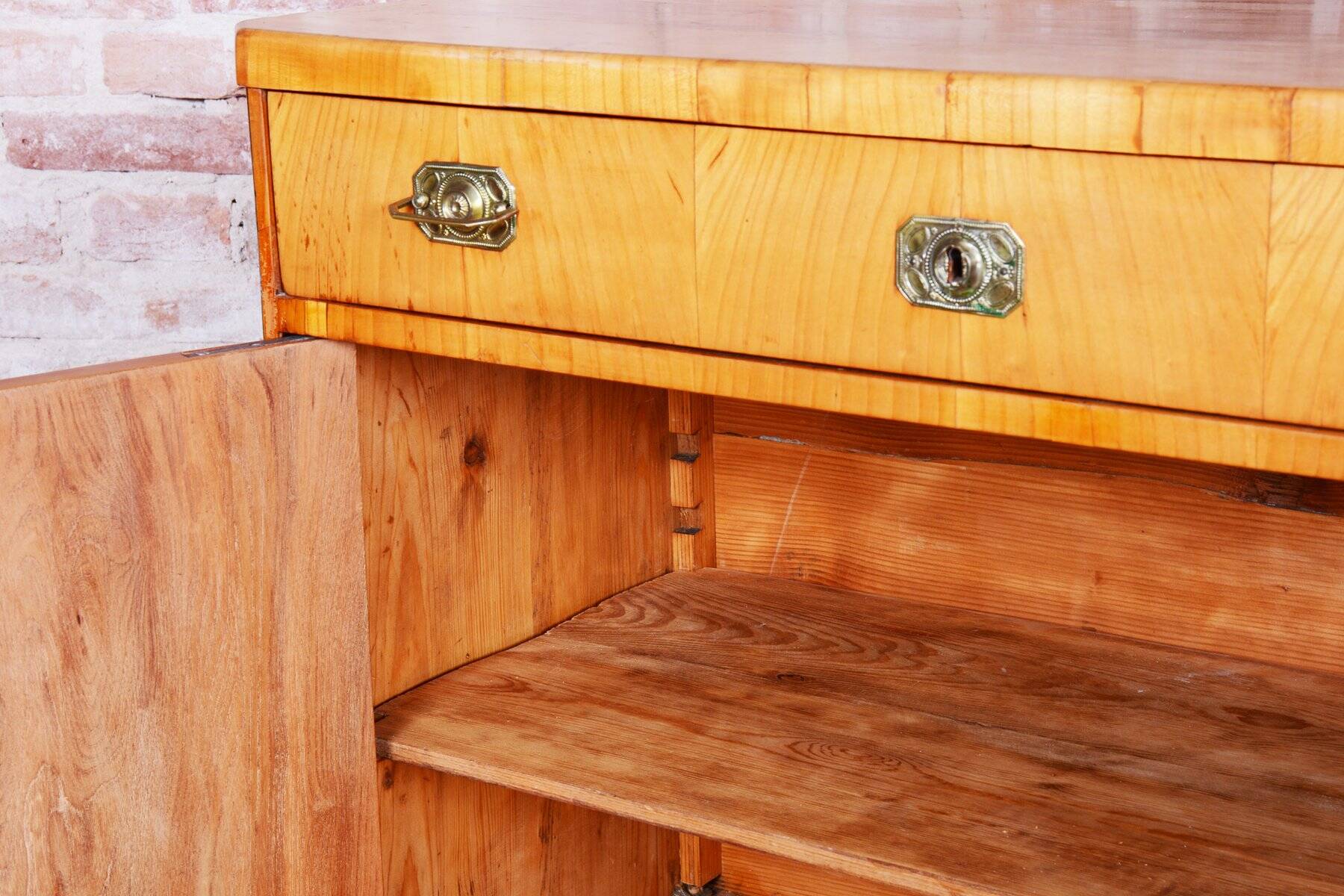 Biedermeier Cabinet in Cherry, Spruce & Ebony, Czech, 1820s