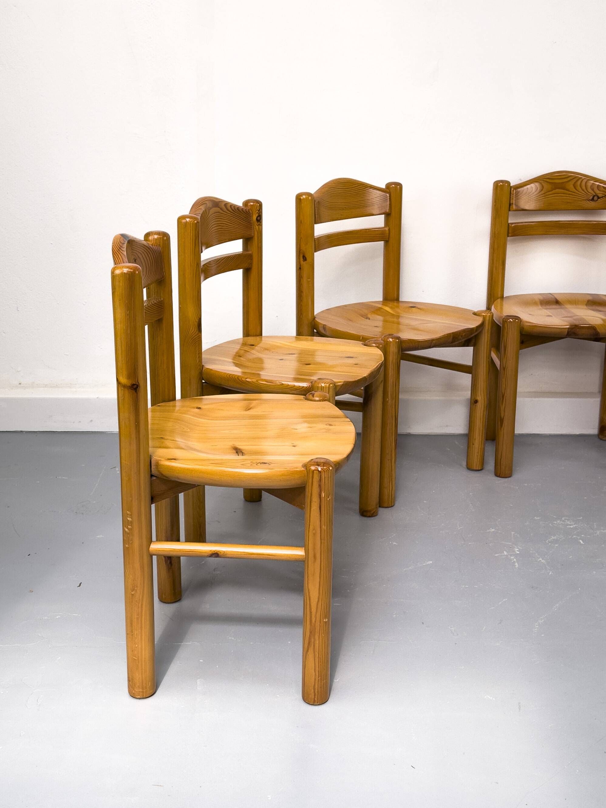 Pine dining chairs in the style of Rainer Daumiller, 1970s, set of 6.