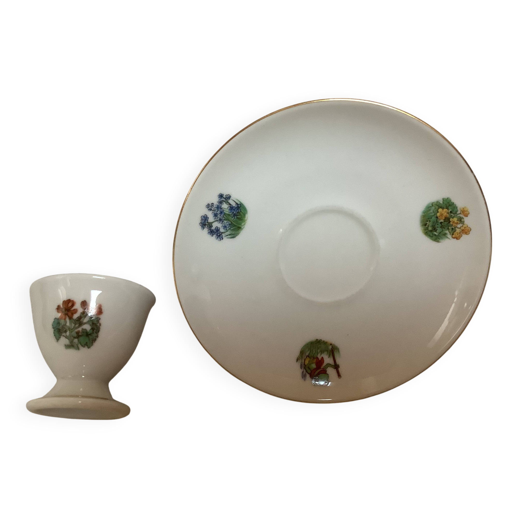 Egg cup frog and flowers Bavaria Germany