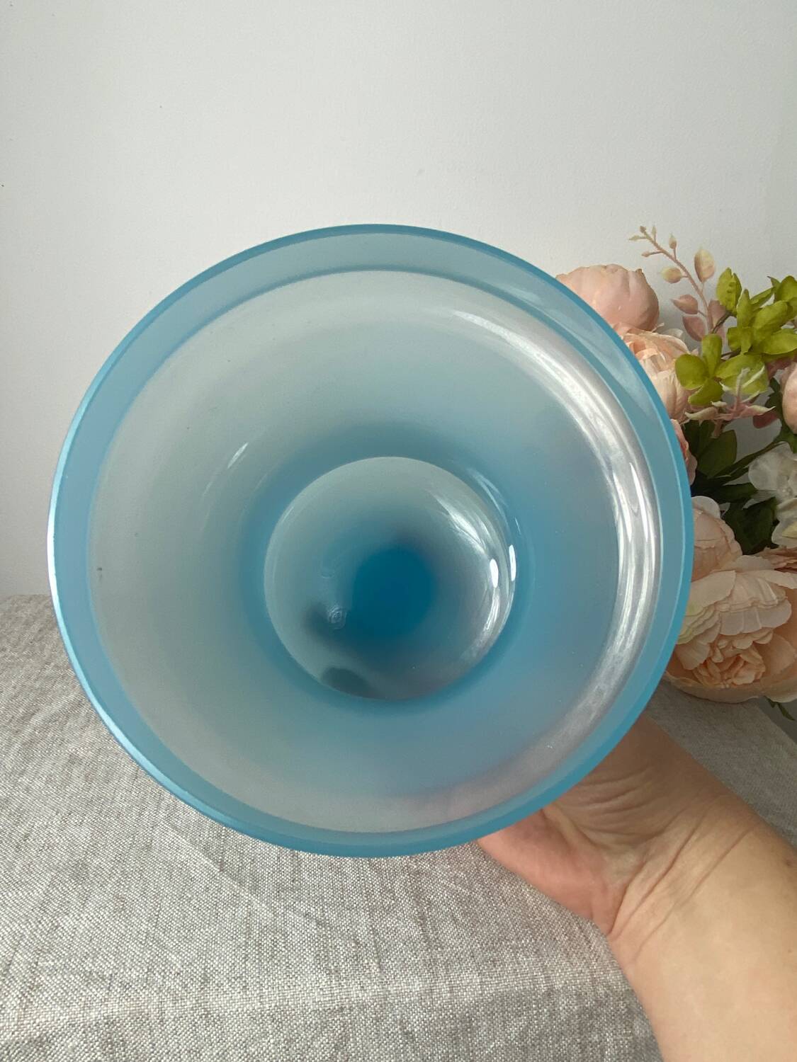 Vintage blue opaline vase