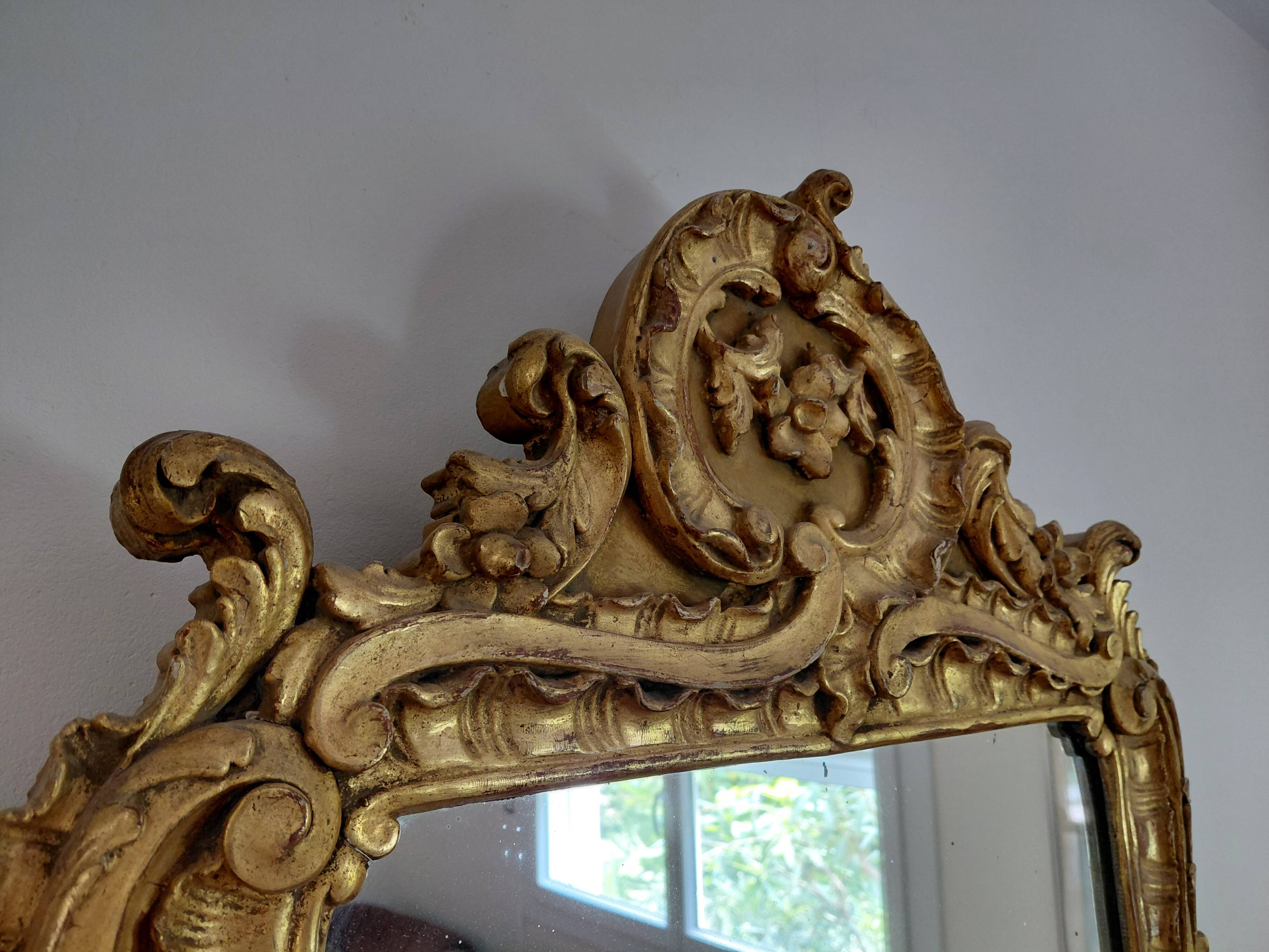 19th-century gilded wooden mirror