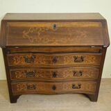 Piedmontese curved writing desk in marquetry