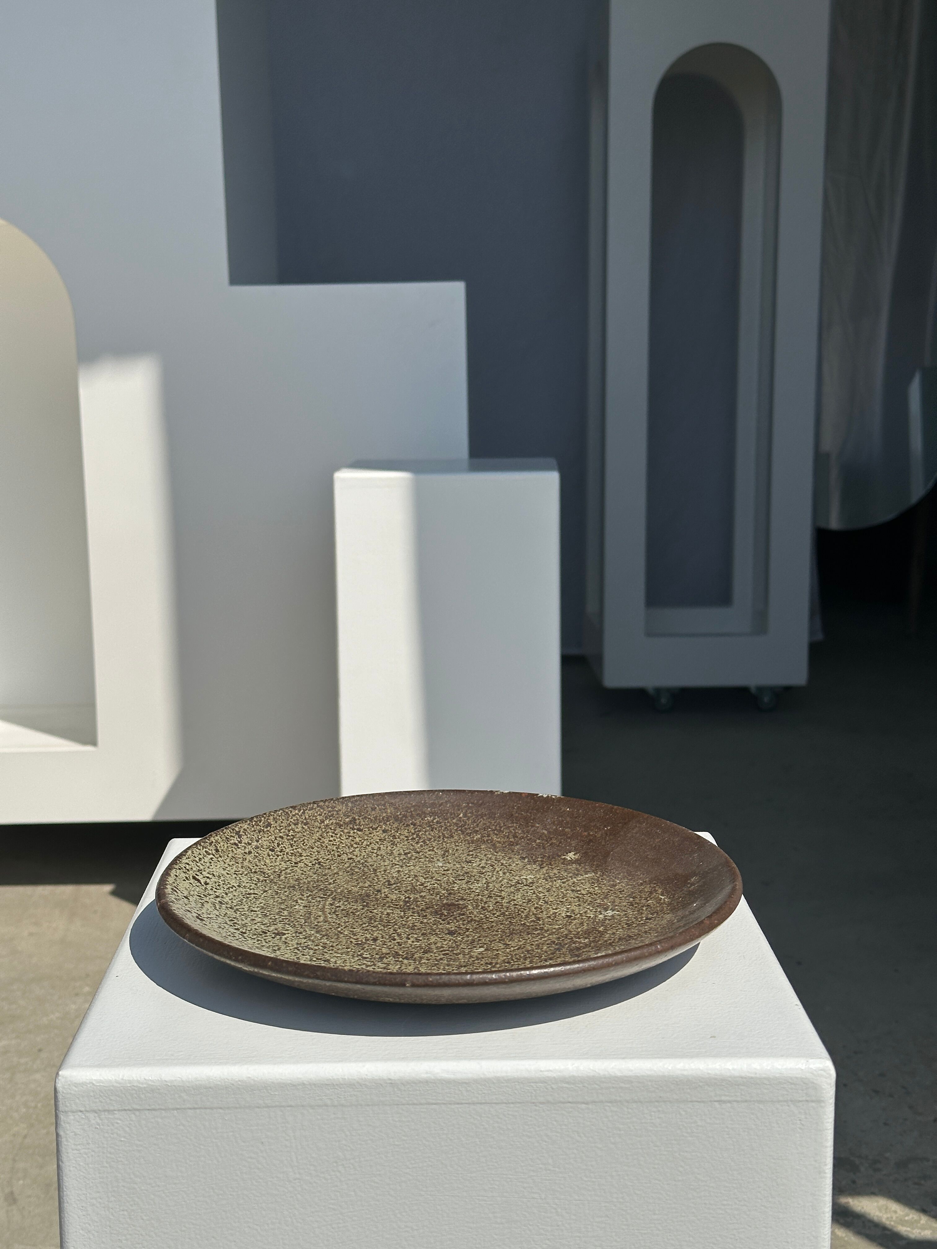 Indonesian green ceramic dish D:26.5