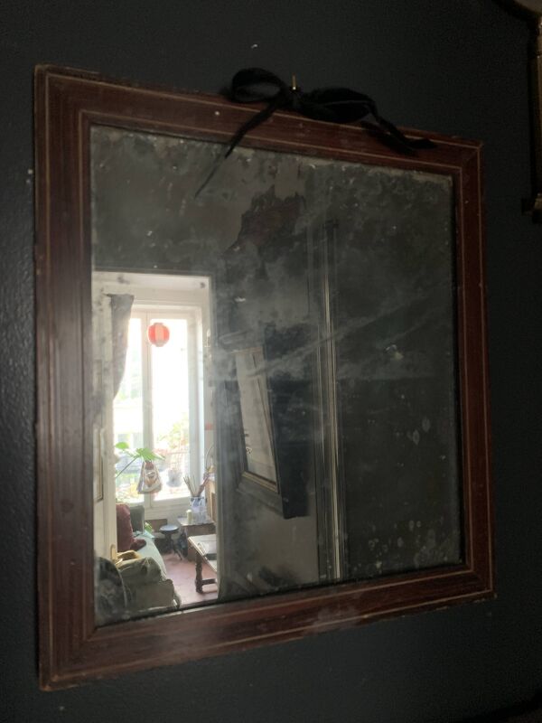 Miroir ancien au mercure en bois, fin 19e siècle