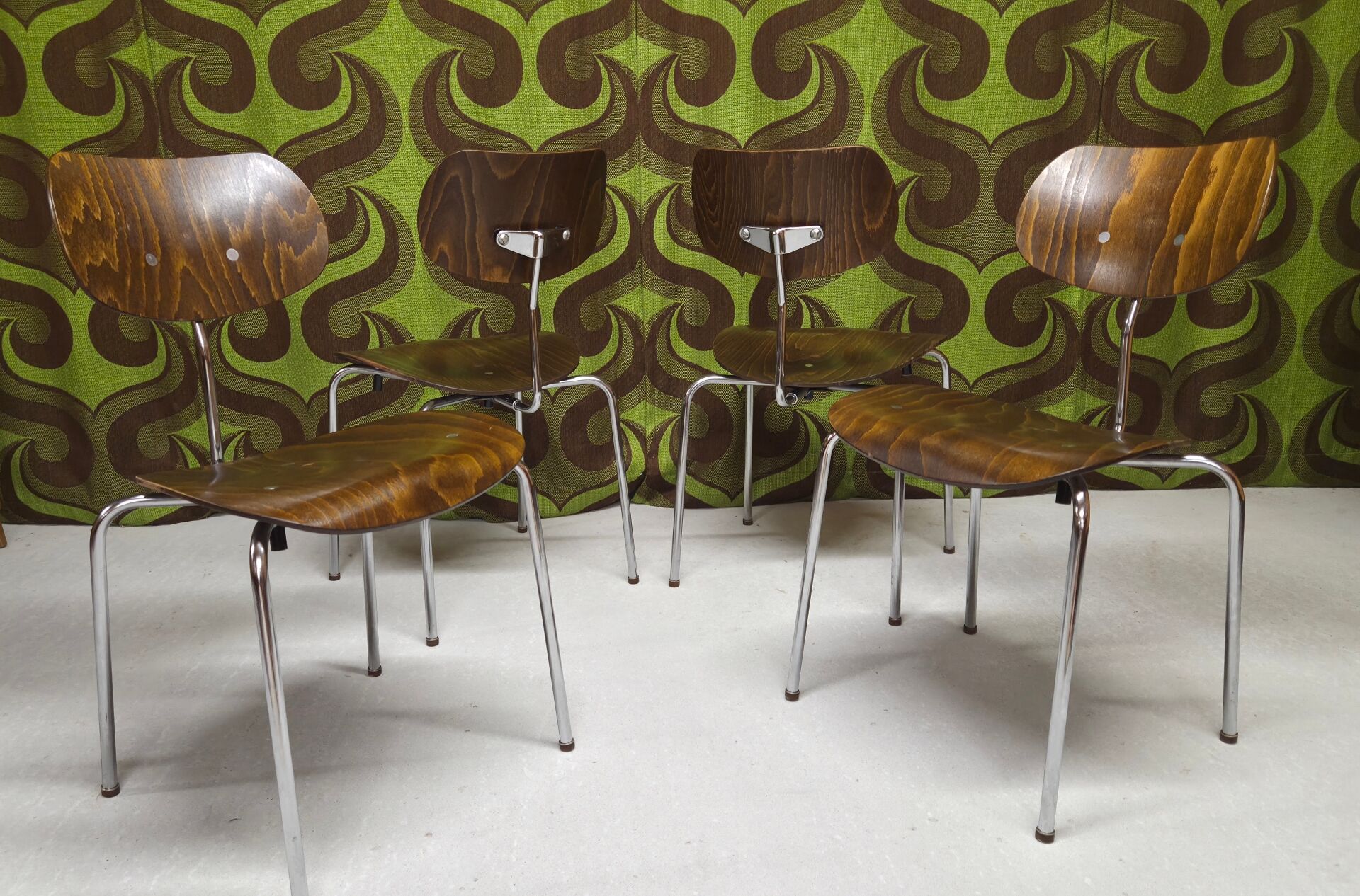 Set of four Se 68 chairs by Egon Eiermann for Wilde+Spieth.