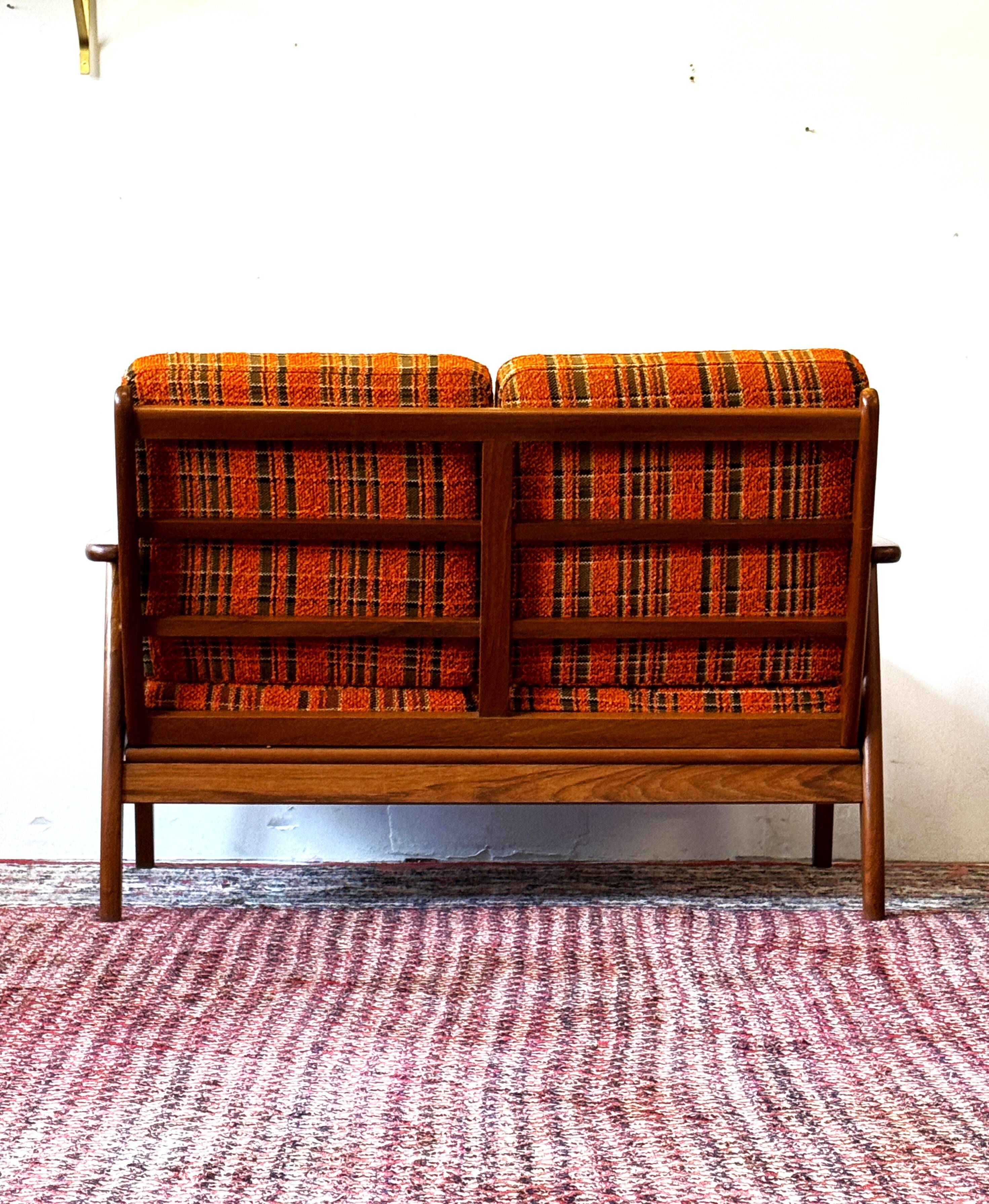 Teak and wool sofa, Denmark 60s/70s, vintage, mid-c modern