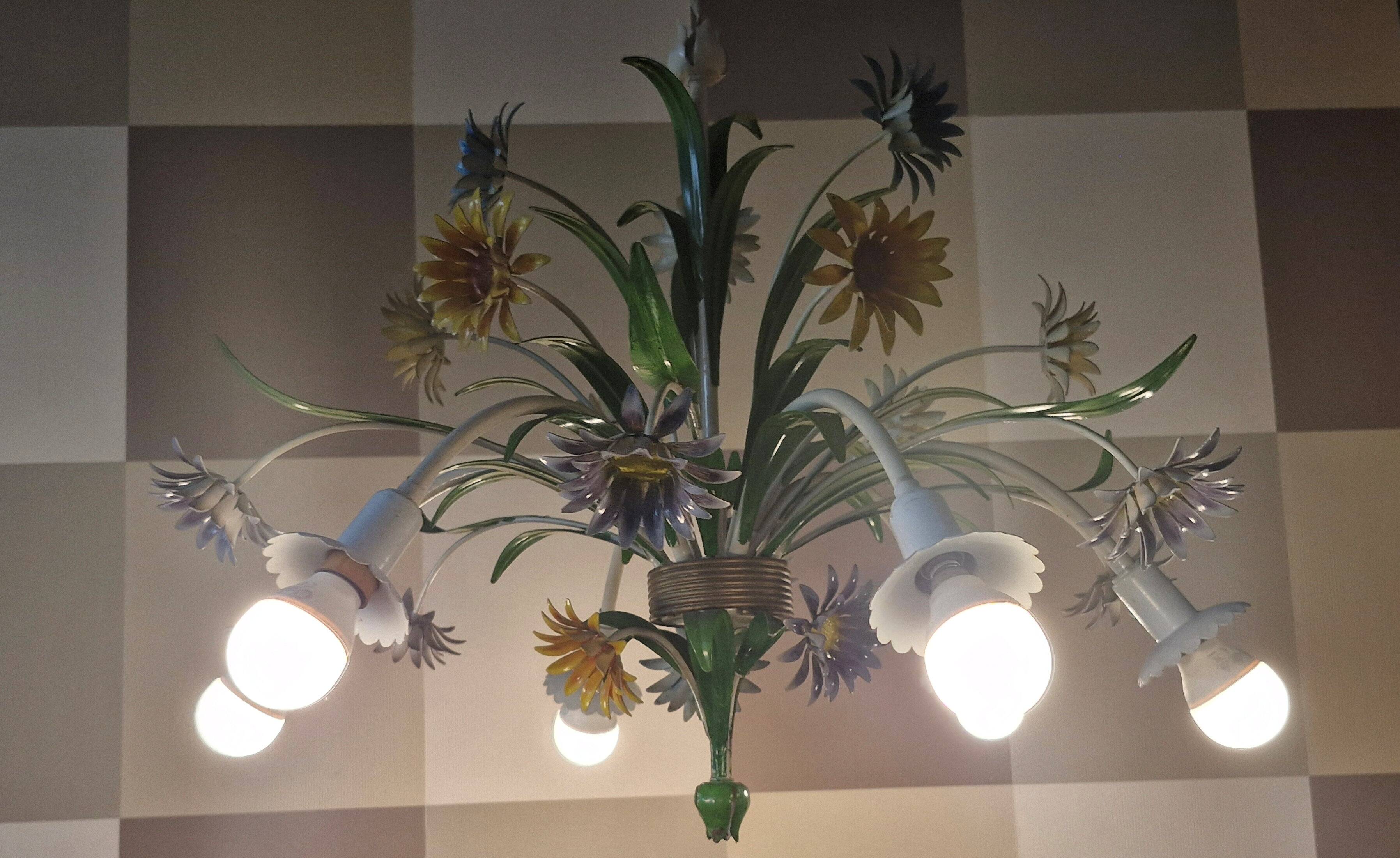 Flower chandelier in sheet metal Italy 1970s
