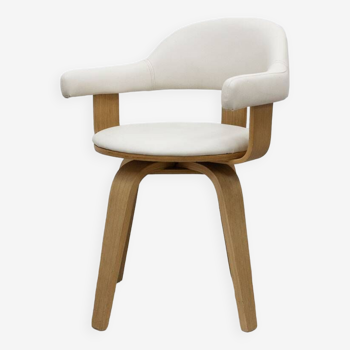 Chaise pivotante Opjet en similicuir blanc et en bois