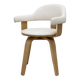 Opjet swivel chair in white faux leather and wood