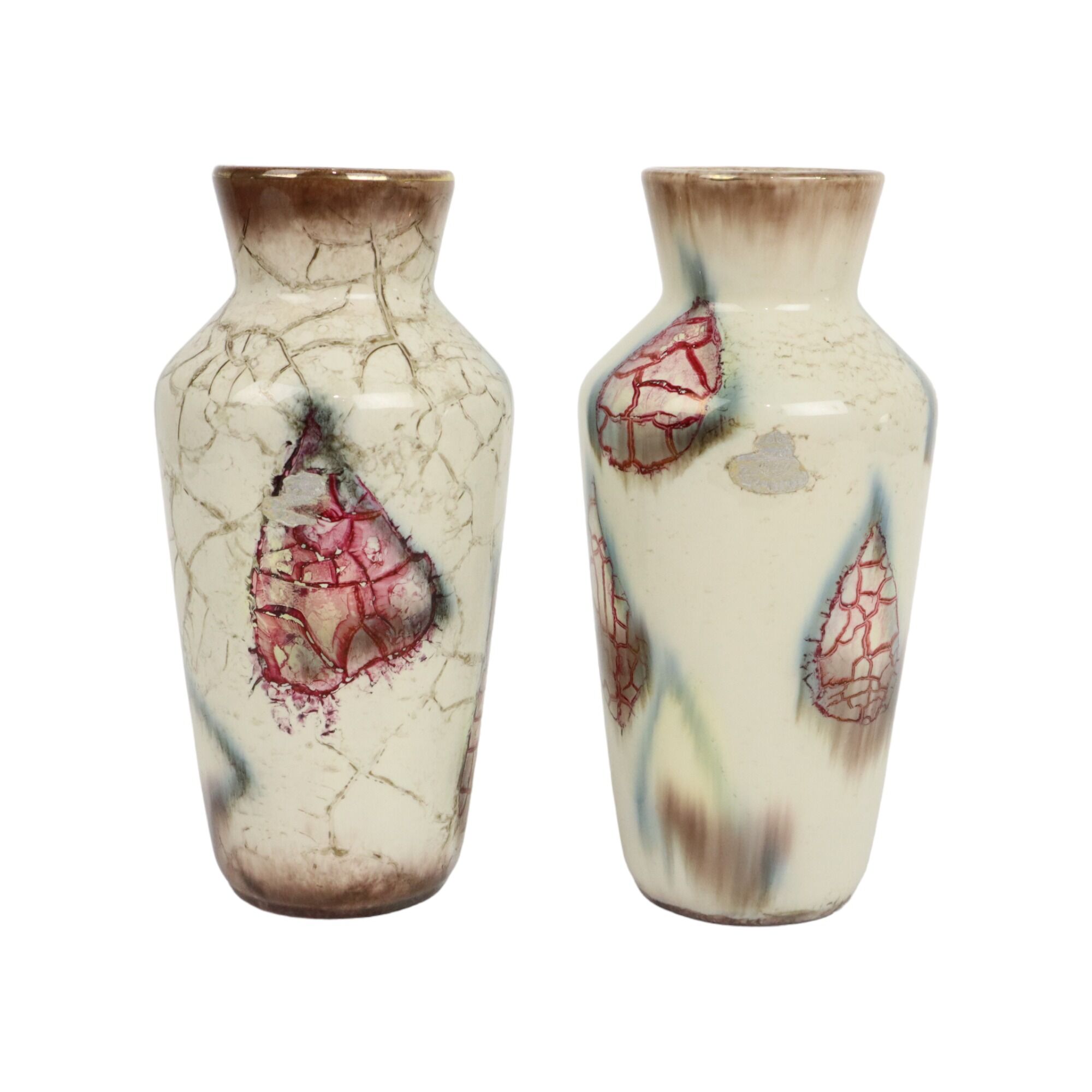 Couple West Germany Vases Bay Keramik Abstract Marble Pattern 606-20