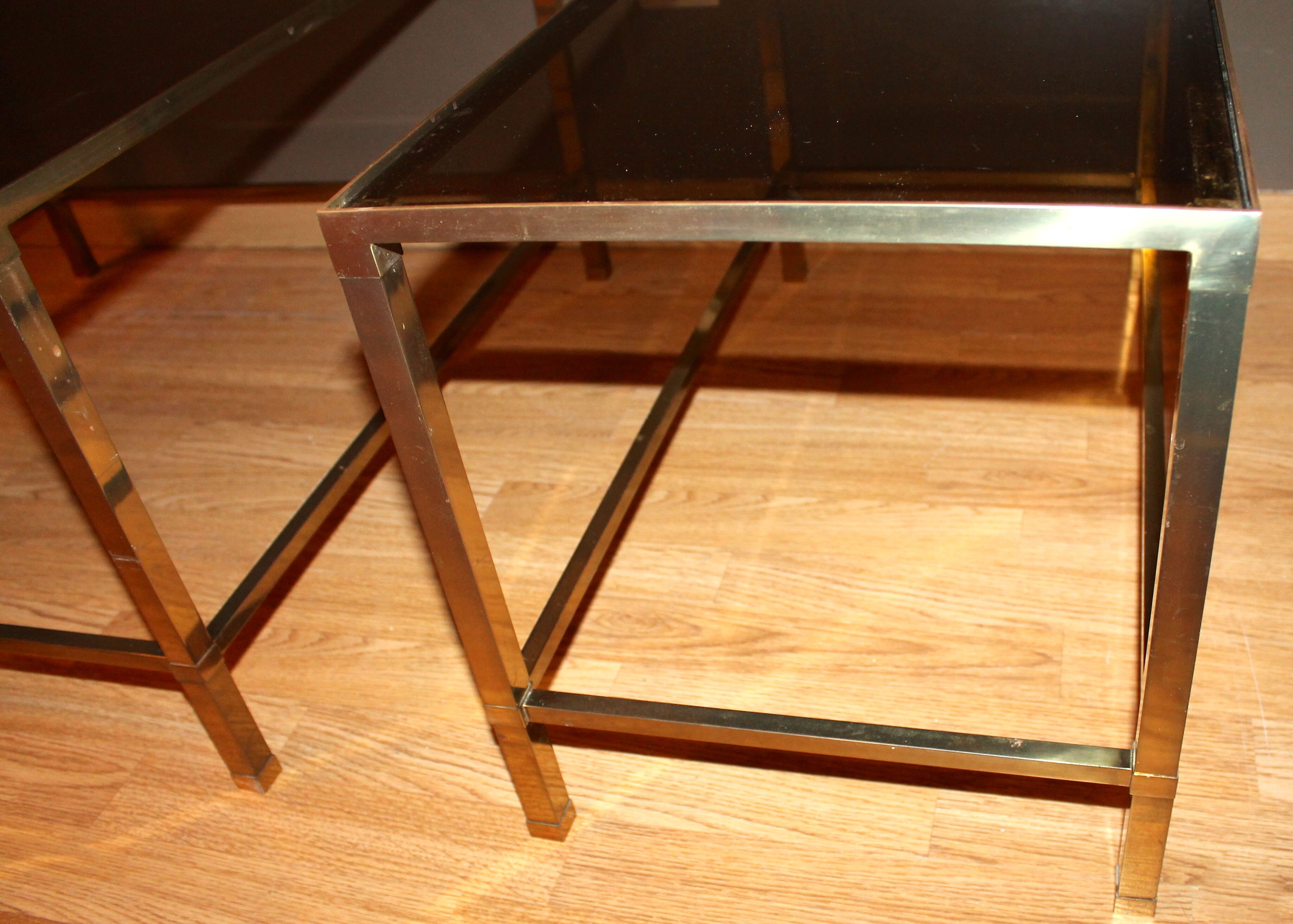 Set of 2 tables 60s/70s vintage brass