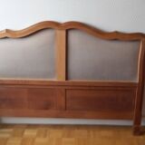 Cabinetmaker's bed frame and matching upholstered bedspread