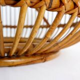 Mid-Century Modern Vintage Rattan Pouf in the Style of Albini 1960s
