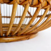 Mid-Century Modern Vintage Rattan Pouf in the Style of Albini 1960s