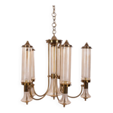 Lustre vintage des années 60 en laiton et verre design japonais