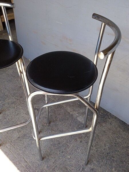 2 bar top stools metal chrome design 1980