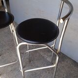 2 bar top stools metal chrome design 1980